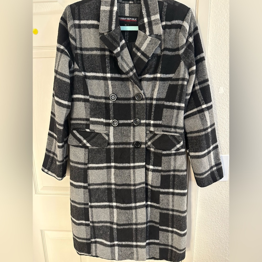Urban republic plaid double breasted peacoat